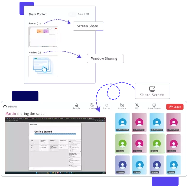 One click screen sharing